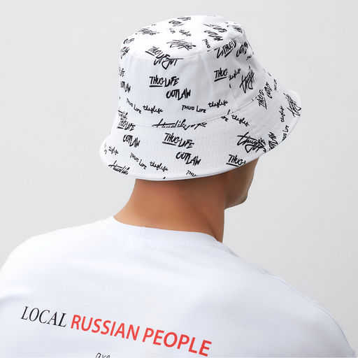 Панама двусторонняя унисекс MINAKU с надписями, белая, размер 58