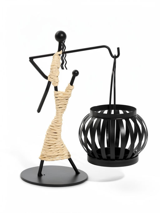Подсвечник "Аборигенка" металл (d 4 см) 19,5х8х18,5 см