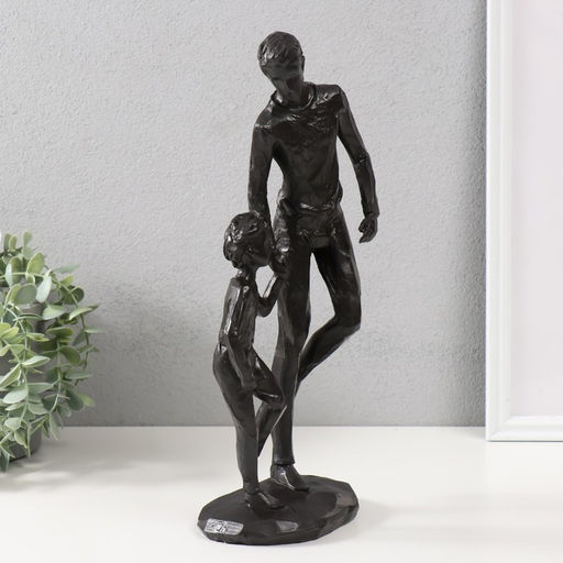 Фигурка полистоун «Папа и сын», чёрный, 36×16×10 см