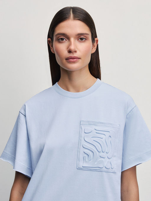 Свободная футболка с карманом / Zarina  фото 6