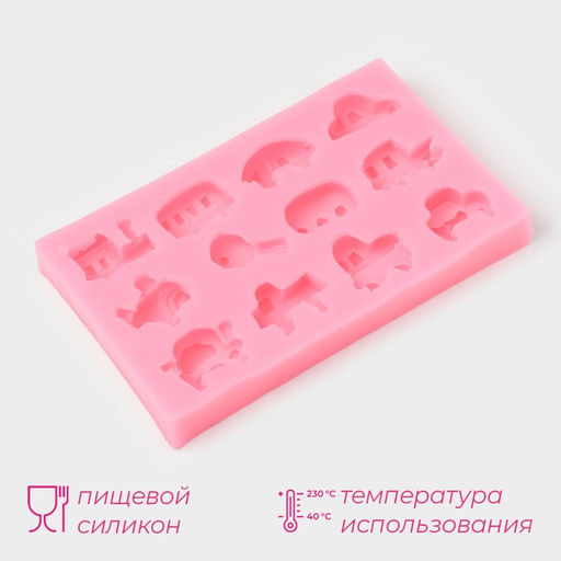 Молд Машинки, силикон, 14.5?8.8?1.8 см, розовый - Simaland фото 2