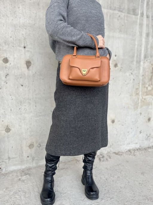 Женская кожаная сумка бочонок 3132 Браун