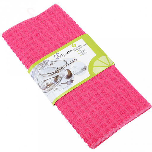 Коврик для сушки посуды Вафелька 29х39см, микрофибра, поролон, фуксия (Китай) - Домашняя мода фото 2