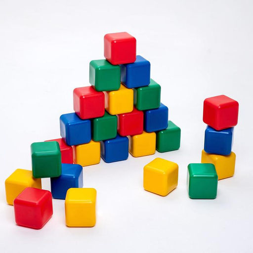 Кубики детские, пластиковые, цветные, 25 штук, 12×12 см