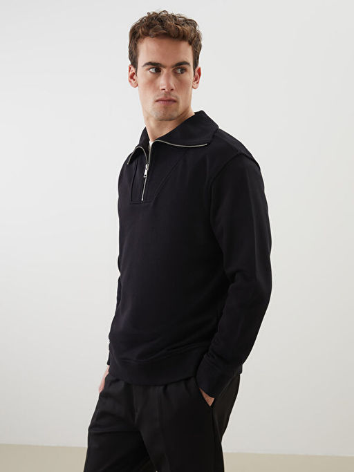 Fermuarl? Dik Yaka Erkek Sweatshirt
