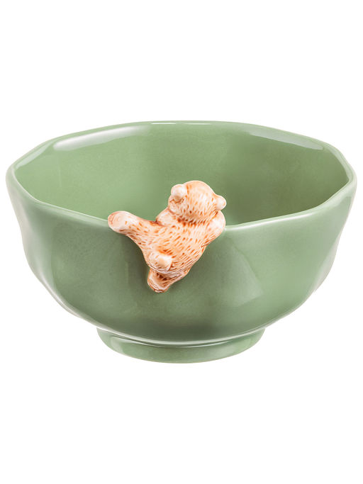 Салатник 650 мл 17*15*9,5 см "Медвежонок" фарфор, зеленый