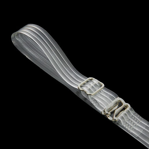 Цена за 8 шт. Бретели силиконовые, фурнитура металл, 4 полосы, 1 см, 37 см, пара, цвет прозрачный - Арт узор фото 2