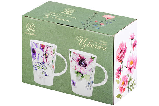 Набор 2 кружек 430 мл Цветы NEW BONE CHINA - Elan gallery фото 10