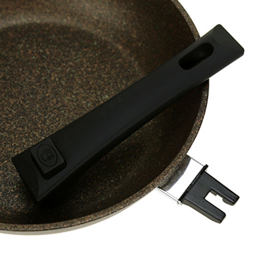 Сковорода с тефлоновым покрытием д24см Granit Ultra, h6см, съемная ручка из термостойкого пластика, гранитный (Россия) - можно использовать металлические кухонные принадлежности - Домашняя мода фото 3