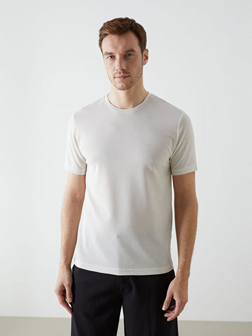 Bisiklet Yaka K?sa Kollu Erkek Dokulu Ti??rt