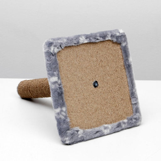 Когтеточка Радость на подставке, 30 х 30 х 40 см, джут, серая с лапками - Пижон фото 9