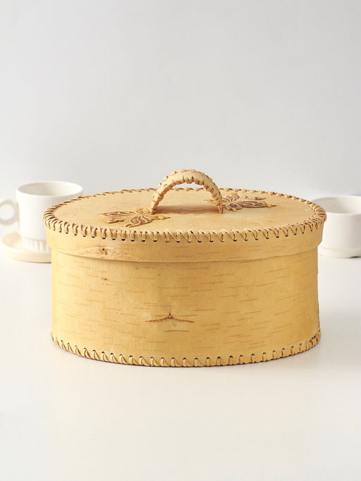 Хлебница с ручкой "Бабочки", 30х18х19 см, береста