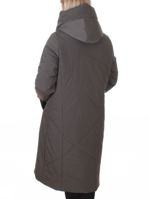 M-9102 GRAY/GREEN Пальто зимнее женское (верблюжья шерсть, 120 гр. холлофайбер)