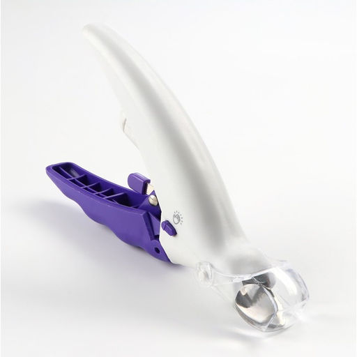 Когтерез для животных, с LED фонарём и контейнером для когтей, на батарейках, бело-фиолет. - Simaland фото 3