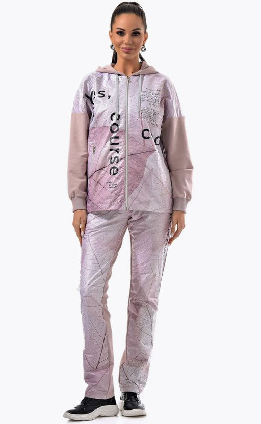 Толстовка из футера комбинированного с принтованной плащевой тканью - А+б коллекция фото 94