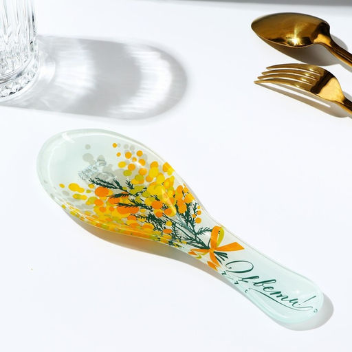 Подставка под ложку стеклянная «Цвети. Нежная мимоза», 21.4×7.5