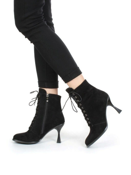 04-E29W-15B BLACK Ботильоны зимние женские (натуральная замша, натуральный мех)