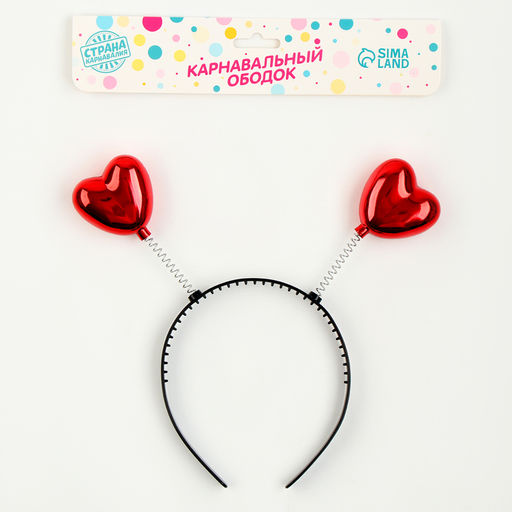 Карнавальный ободок «Сердечки», красный