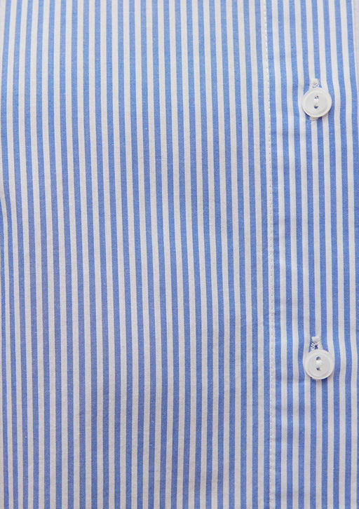 Cizgili Mavi Crop Poplin Gomlek