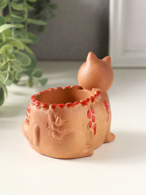 Подставка для мелочей Кошка с котенком 8?9?6 см, охра, гипс