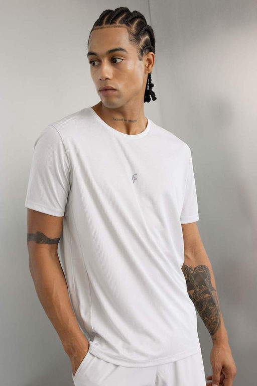 DeFactoFit Beyaz Slim Fit Dar Kesim Bisiklet Yaka Bask?l? Sporcu K?sa Kollu Tisort  фото 2