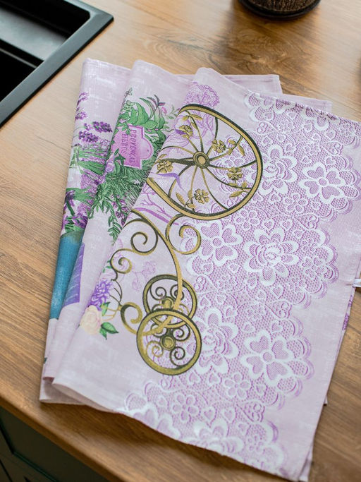 Комплект полотенец 48*60 см, 3 шт., рогожка (Лавандовый прованс) - Ивановотекстиль фото 4