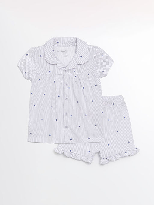 Polo Yaka K?z Bebek ?ortlu Pijama Tak?m?