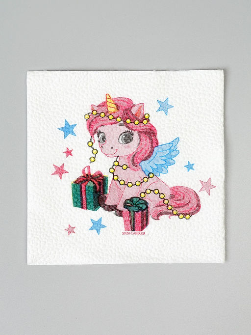 Цена за 2 шт. Салфетки бумажные Лошадка с подарками, однослойные, 24?24 см, 20 шт.