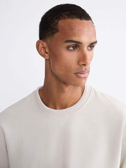 Bisiklet Yaka Erkek Kal?n Sweatshirt