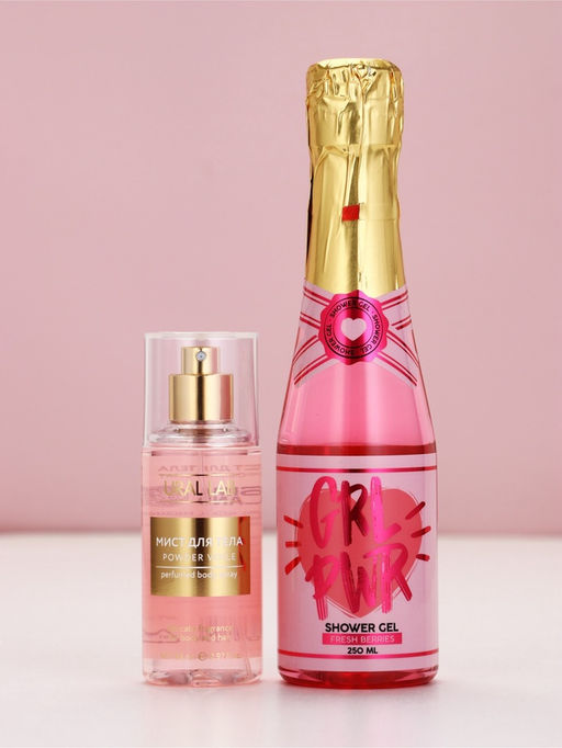 Подарочный набор: гель для душа шампанское и мист для тела, Чистое Счастье