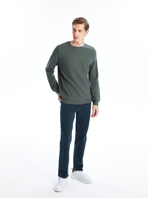 Bisiklet Yaka Uzun Kollu Bask?l? Erkek Sweatshirt - Waikiki фото 2