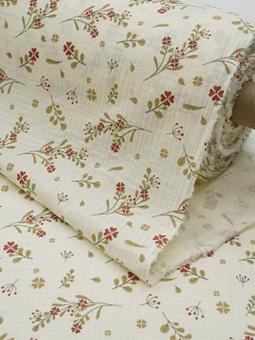 Муслин двухслойный с эф.жатости Весенний миг (терракотовые цветочки), ш.1.4м, хл-100%, 120гр/м.кв