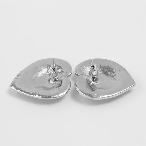 Серьги металл Сердца лист, цвет серебро