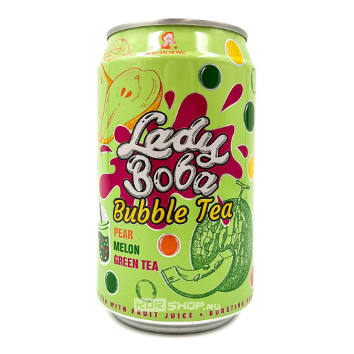 Напиток холодный чай Бабл Ти со вкусом груши и дыни Bubble Tea Lady Boba Madam Hong, Тайвань, 320 мл Акция