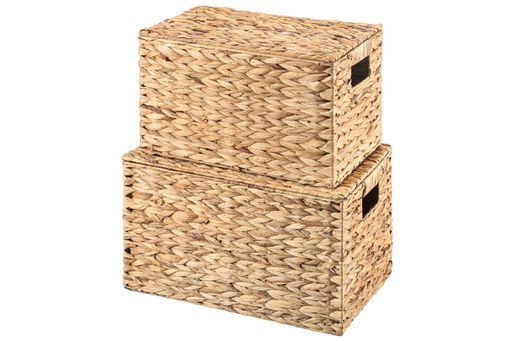 Набор 2 плетеных корзин 45*30,5*27,5 см, 40,5*25*25,5 см, с крышками, водный гиацинт