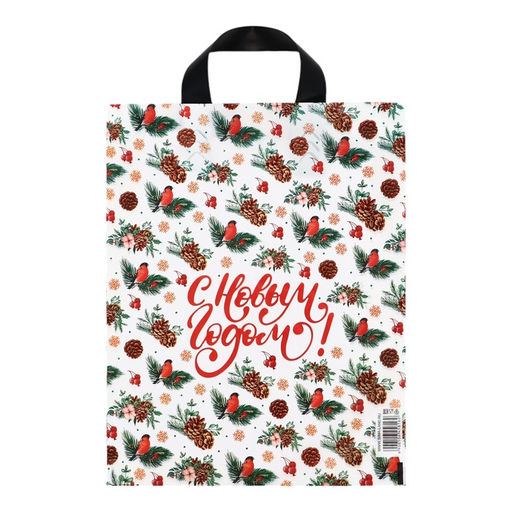 Цена за 20 шт. Пакет подарочный новогодний «Новогодний стиль», полиэтиленовый с петлевой ручкой 28×35, 50 мкм