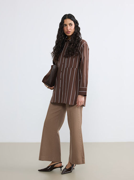 ?izgili Poplin Kad?n G?mlek Tunik