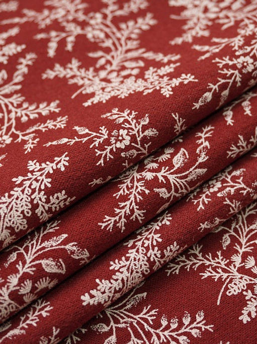 Теплый хлопок "Осенние травы" цв.насыщенный красно-терракотовый, ш.1.5м, хлопок-100%, 160гр/м.кв