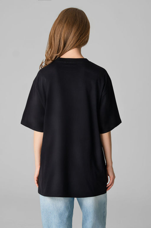 Арт. 3190 Футболка женская оверсайз 42-48 (4 шт) Цвет:черный - Калинка фото 19