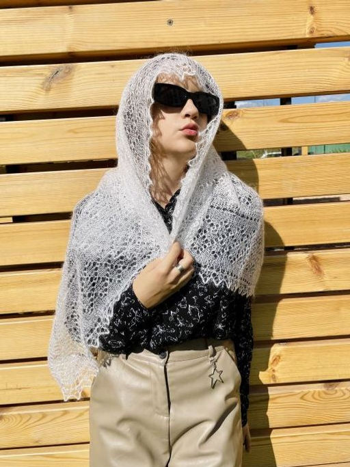 401 Паутинка Снежинка белая 90см*90см