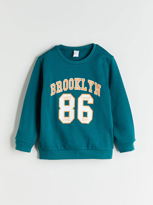 Yaz? Bask?l? Erkek ?ocuk Sweatshirt