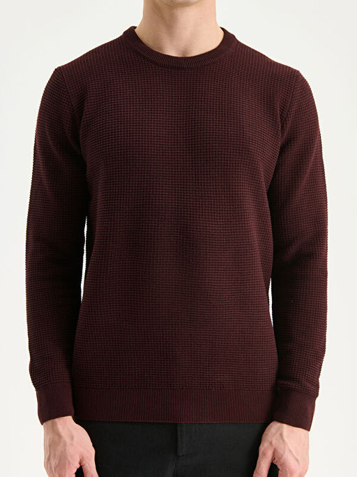 Bisiklet Yaka Kareli Erkek Triko Kazak