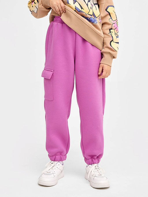 Брюки для девочек теплые в фиолетовом оттенке