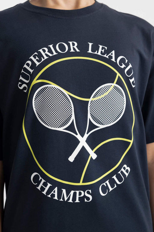 Футболка оверсайз с круглым вырезом и принтом для мальчиков с короткими рукавами - Defacto фото 5