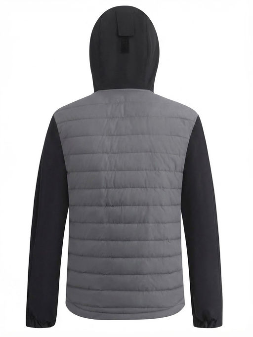 Куртка мужская гибридная стёганая с капюшоном с графеновой подкладкой серого цвета 9627_1Sr