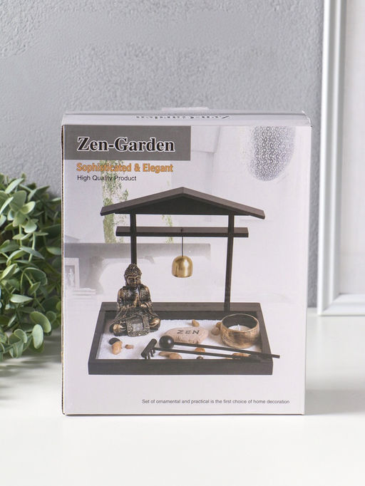 Сад Дзен "Будда у гонга" песок+камни+аромапалочки+свеча 16х22х19 см
