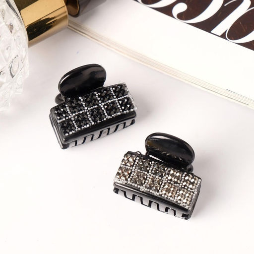 Цена за 12 шт. Крабик для волос «Пересвет», квадратики, 2.5 см, МИКС