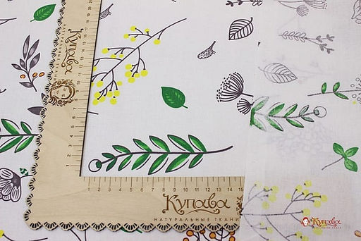 Поплин Гербарий с птичками, ш.2.2м, хлопок-100%, 110гр/м.кв - Купава фото 3