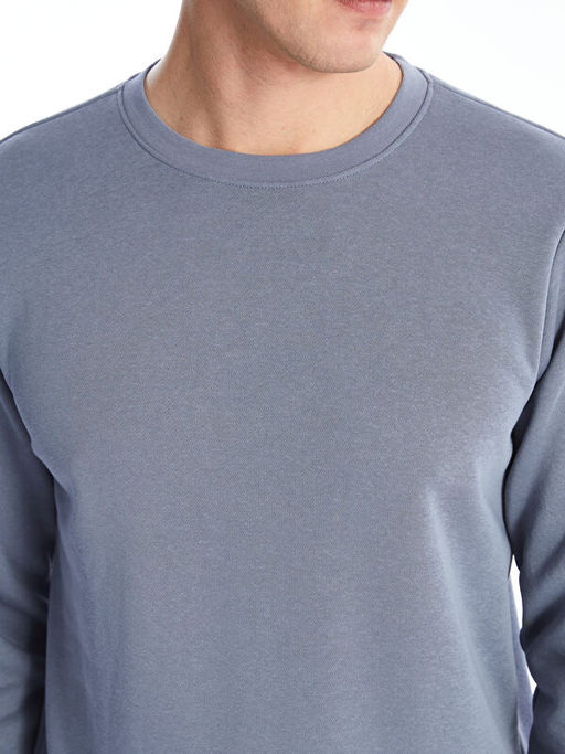 Bisiklet Yaka Uzun Kollu Erkek Kal?n Sweatshirt