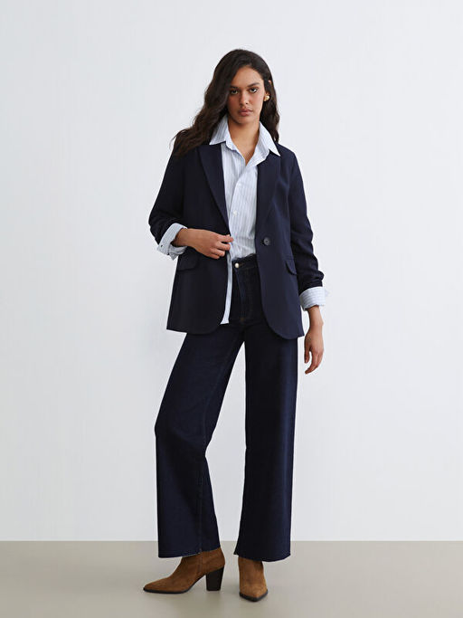 Krep Kad?n Blazer Ceket